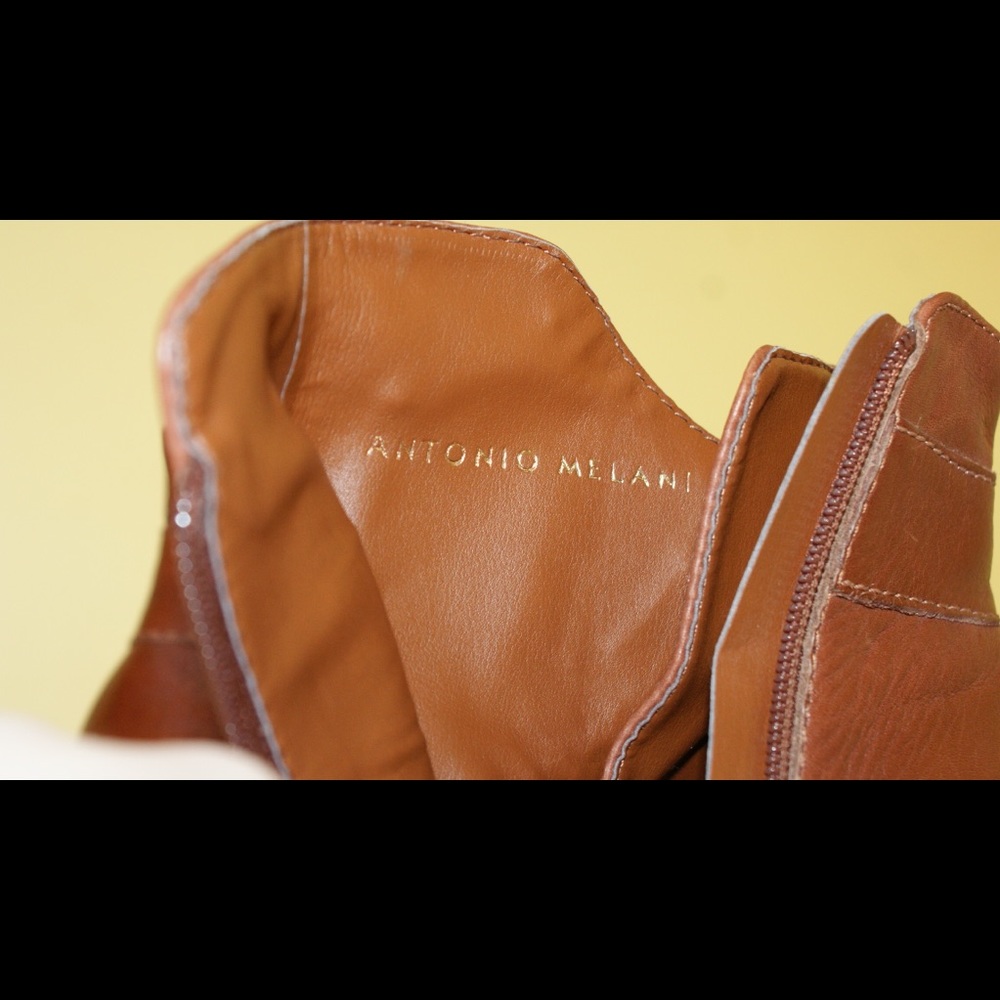 Antonio Melani Brown Leather Ankle Booties - Picture 6 of 8